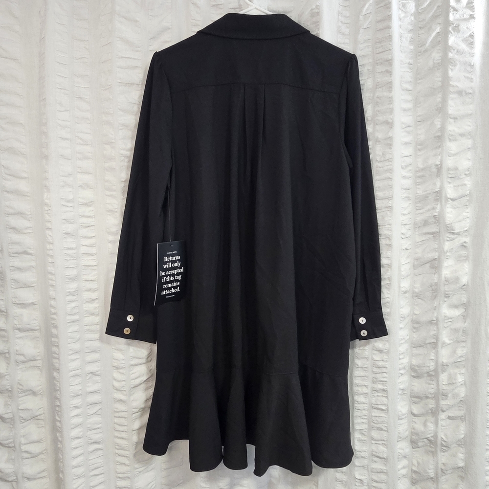 Tuckernuck Pomander Place Black Crepe Callahan Shirt Dress Womens Large - Picture 6 of 8